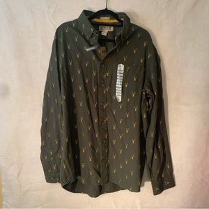 Duluth NWT Untucked Holiday Performance Button Down Long Sleeve Shirt Men’s XL